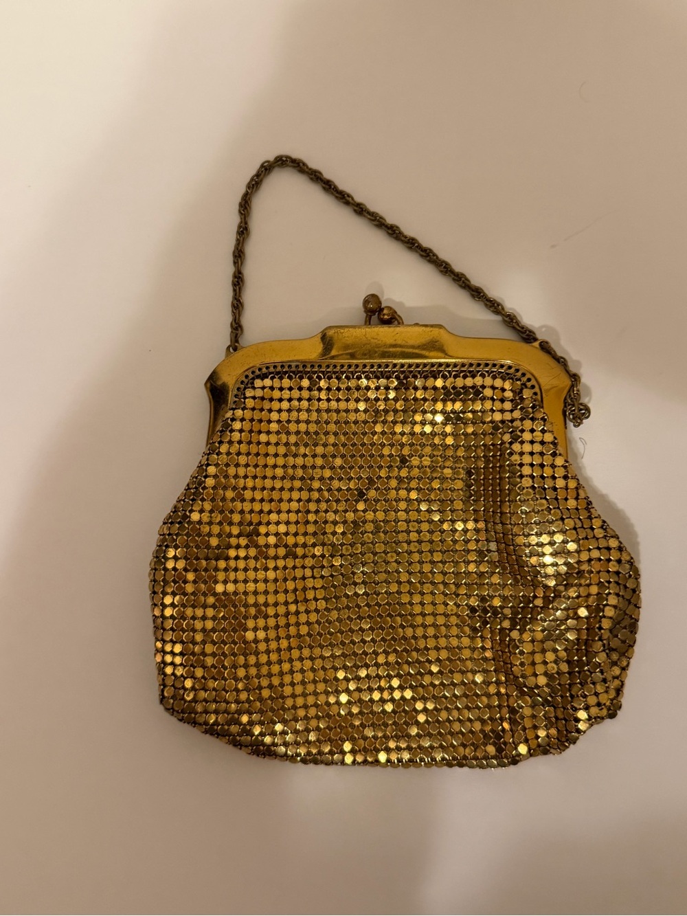 Gold Mesh Evening Bag with Chain Handle